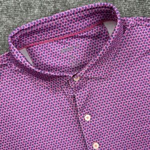 Johnnie O Mens Taffy Crest Polo Shirt XL Pink Purple Geometric Print Performance